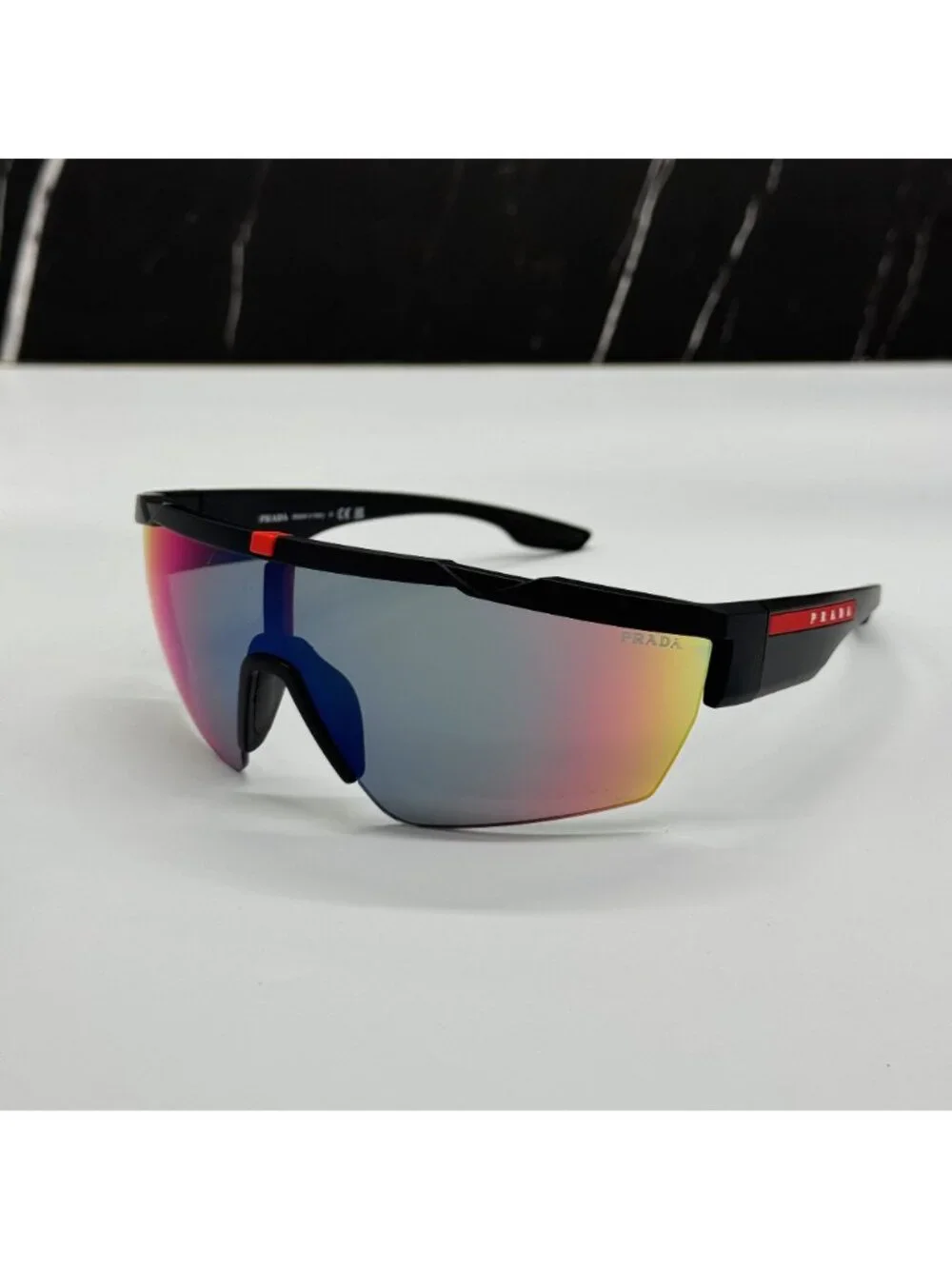 Prada Linea Rossa PS03XS DG008F Men Black Multicolor Sport Sunglasses Authentic